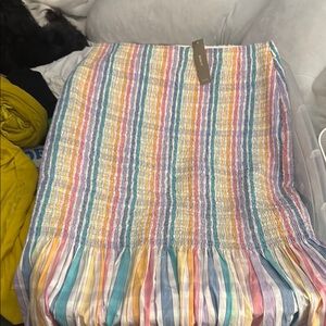 J. Crew Pink and Yellow Bubble Midi Skirt